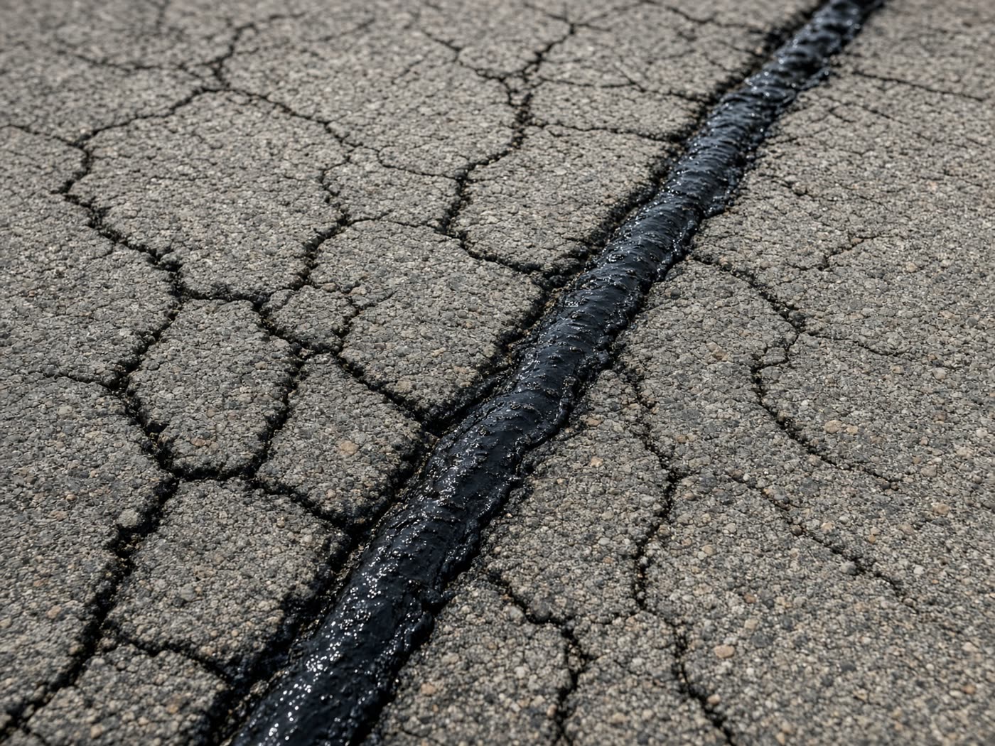 Hot-pour crack filling on oxidized West Texas asphalt